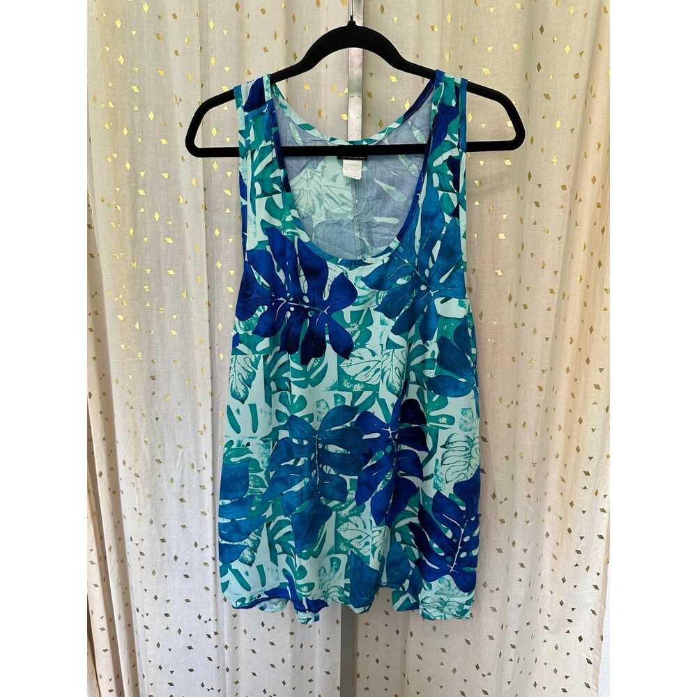 Me Too Vibrant Hawaiian Tropical Monstera Leaves Racerback A-Line Tank Top 1X